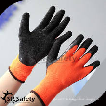 SRSAFETY 7G Orange Terry gestrickter Baumwollhandschuh Latex beschichteter Winterhandschuh